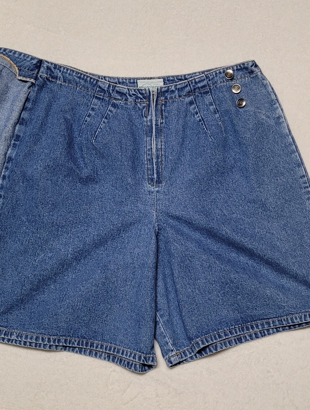 Willow Ridge Vintage 90s Mid-Wash Stone Wash High Waisted Denim Short Wrap Short - Picture 6 of 11